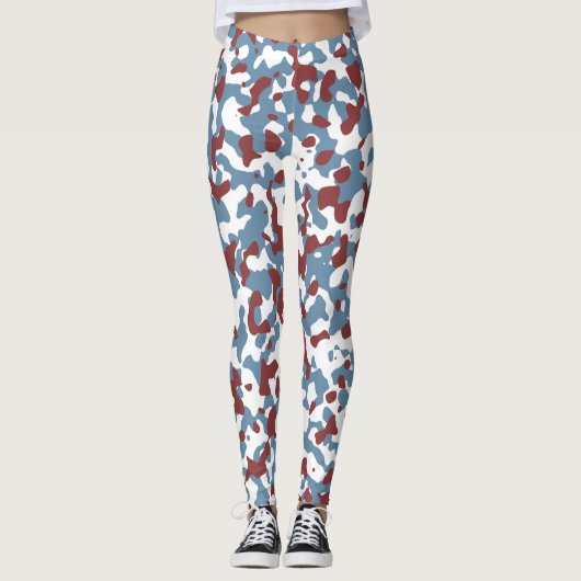 Bermuda Gray, Blue, Tosca, Red, White, Camo Colors Leggings (Voorkant)