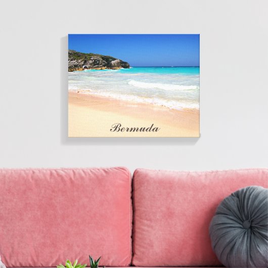 Bermuda Hoefijzer Bay Pink Sand Beach Canvas Afdruk (Insitu (Woonkamer))