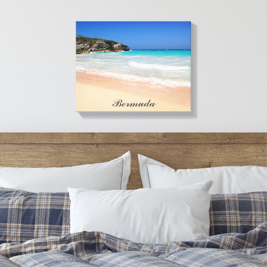 Bermuda Hoefijzer Bay Pink Sand Beach Canvas Afdruk (Insitu (Slaapkamer))