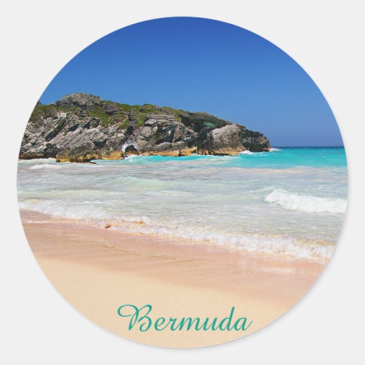 Bermuda Hoefijzer Bay Pink Sand Beach foto Ronde Sticker (Voorkant)