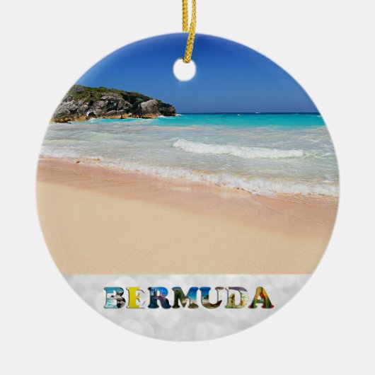 Bermuda Hoefijzer Bay Pink Sand Beach Kerstmis Keramisch Ornament (Voorkant)