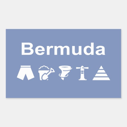 Bermuda Icons Monotone Dark Rechthoekige Sticker (Voorkant)