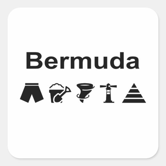 Bermuda Icons Monotone Light-Color Vierkante Sticker (Voorkant)