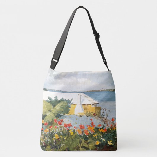 Bermuda Island Flowers Ocean House Canvas tas (Achterkant)