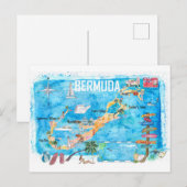 Bermuda Island Travel poster Favorite Tourist Map Briefkaart (Voorkant / Achterkant)