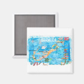 Bermuda Island Travel poster Favorite Tourist Map_ Magneet (Voorkant / Achterkant)