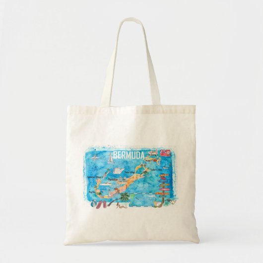 Bermuda Island Travel poster Favorite Tourist Map_ Tote Bag (Voorkant)