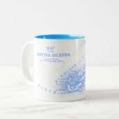  Bermuda-kaart, lichtblauw Tweekleurige Koffiemok (Voorkant links)
