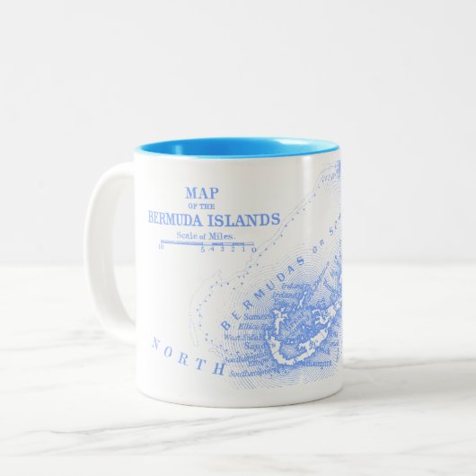  Bermuda-kaart, lichtblauw Tweekleurige Koffiemok (Voorkant links)