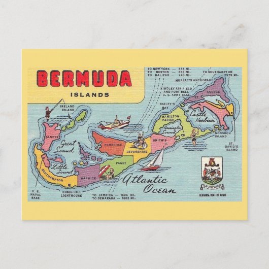 Bermuda Map Briefkaart (Voorkant)