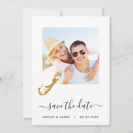Bermuda Map Foto Wedding Save the Date Card (Voorkant)