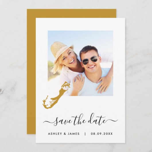 Bermuda Map Foto Wedding Save the Date Card (Voorkant / Achterkant)