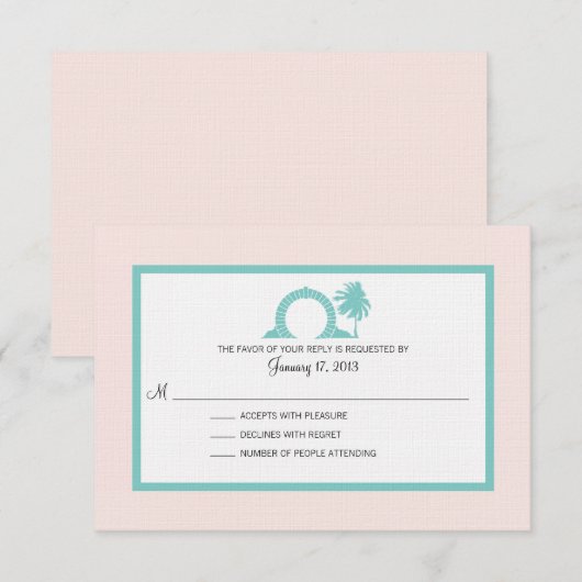 Bermuda Moongate Huwelijksbestemming RSVP Kaartje (Voorkant / Achterkant)