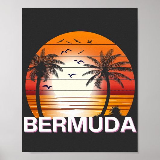 Bermuda  Palm Trees Summer Beach Poster (Voorkant)