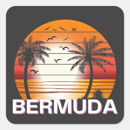 Bermuda Palm Trees Summer Beach Vierkante Sticker (Voorkant)