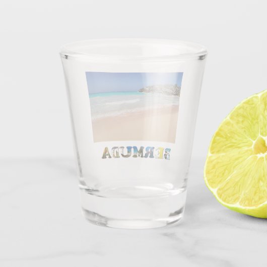 Bermuda Pink Sand Beach Hoefijzer Bay Foto Shot Glas (Achterkant)