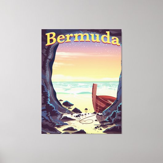 Bermuda Pirate Cave reisposter Canvas Afdruk (Voorkant)