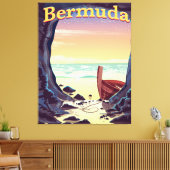Bermuda Pirate Cave reisposter Canvas Afdruk (Insitu (Woonkamer))