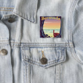 Bermuda Pirate Cave-reisposter Vierkante Button 5,1 Cm (In situ)