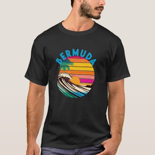 Bermuda Retro 1980s Style Beach T-shirt (Voorkant)