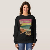 Bermuda Retro Beach Vacation Graphics Bermuda Surf Trui (Voorkant volledig)