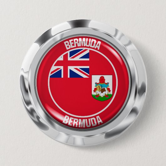 Bermuda Rond Embleem Ronde Button 7,6 Cm (Voorkant)