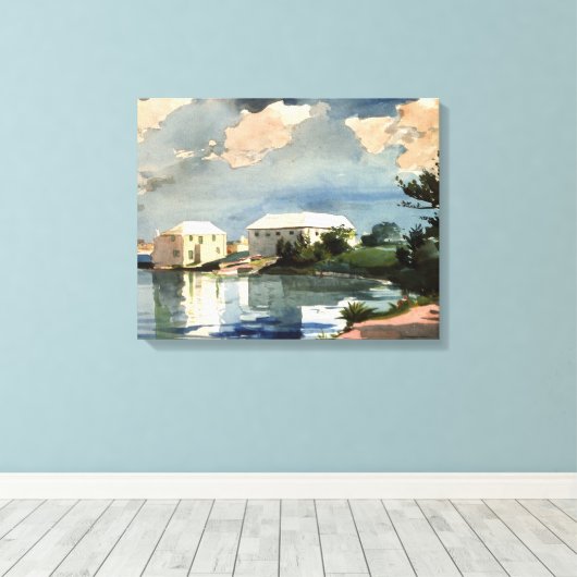 Bermuda, Salt Kettle, mooie kunst Canvas Afdruk (Insitu (Houten vloer))