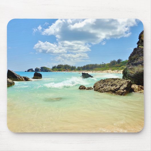 Bermuda strand, kustfoto kunst, zeegezicht, muismat (Voorkant)