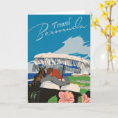  Bermuda Travel Art Ilustratie Kaart (Gele Bloem)