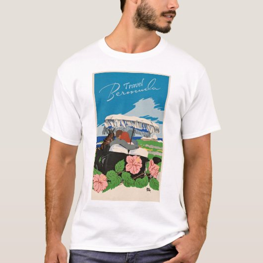 Bermuda Travel Art Ilustratie T-shirt (Voorkant)
