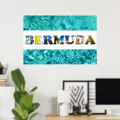 Bermuda Tropical Beach Blue Ocean Travel Photo Poster (Thuiskantoor)