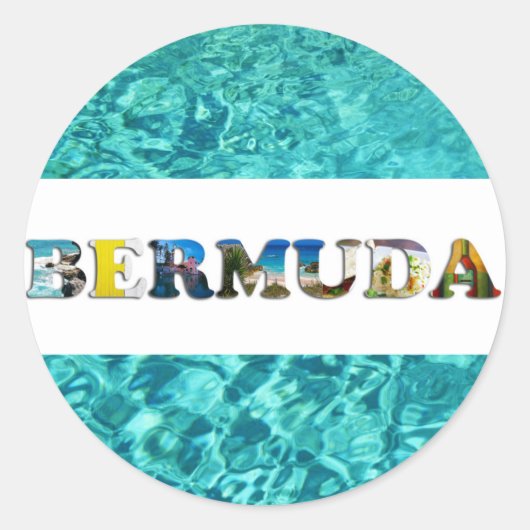Bermuda Tropical Beach Blue Ocean Travel Photos Ronde Sticker (Voorkant)