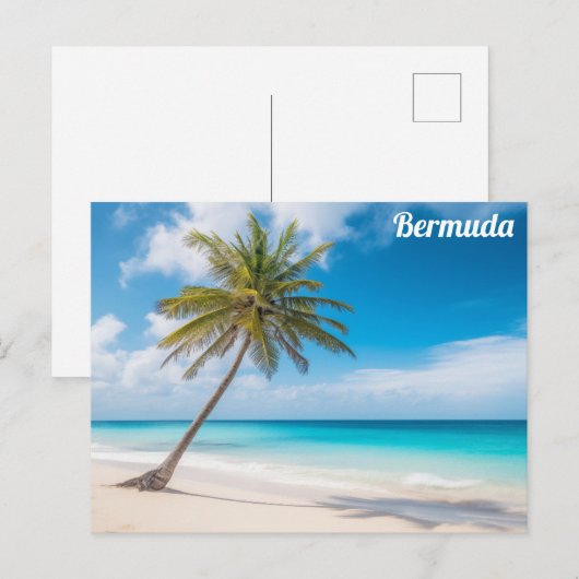 Bermuda Tropical Beach Ocean Palm Tree Travel Briefkaart (Voorkant / Achterkant)