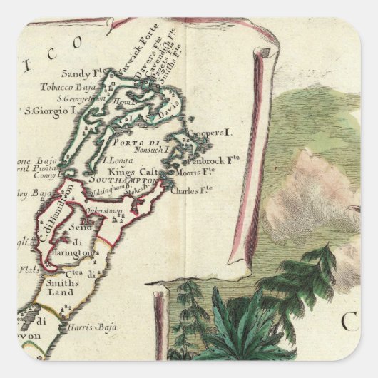 Bermuda Vierkante Sticker (Voorkant)