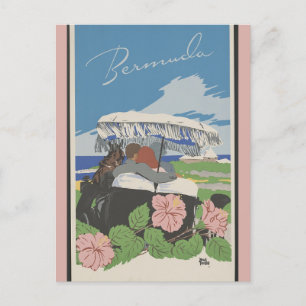 Bermuda Vintage Beach Floral Travel Briefkaart