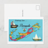 Bermuda Vintage Kaart Ansichtkaart (Voorkant / Achterkant)