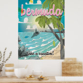 Bermuda vintage poster cartoon (Keuken)
