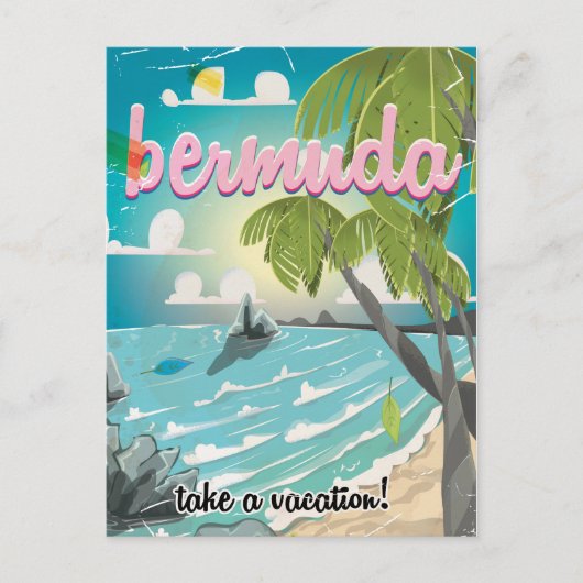 Bermuda vintage poster cartoon briefkaart (Voorkant)
