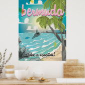 Bermuda vintage reiskaart cartoon poster (Keuken)