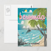 Bermuda vintage reisposter cartoon briefkaart (Voorkant / Achterkant)