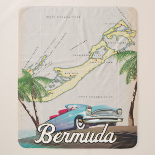 Bermuda vintage reisposter sherpa deken