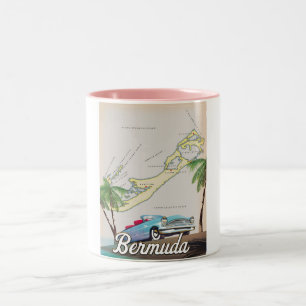 Bermuda vintage reisposter tweekleurige koffiemok