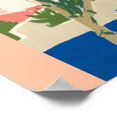 Bermuda Vintage Travel Beach Pink Flowers Poster (Hoek)