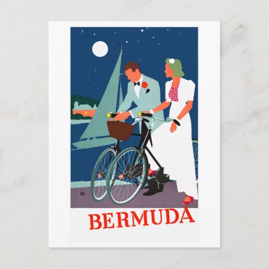 Bermuda Vintage Travel Poster teruggezet Briefkaart (Voorkant)
