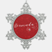 Bermuda-vlag in een hart tin sneeuwvlok ornament (Voorkant)