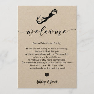 Bermuda Wedding Welcome Letter & Itinerary Card Programmakaart