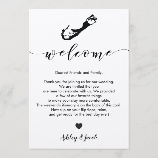 Bermuda Wedding Welcome Letter & Itinerary Card Programmakaart (Voorkant)