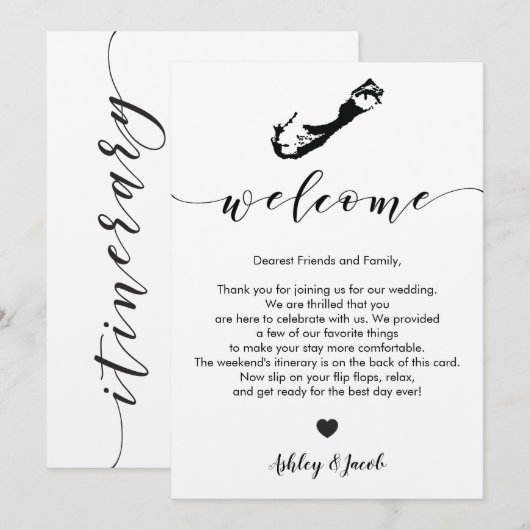 Bermuda Wedding Welcome Letter & Itinerary Card Programmakaart (Voorkant / Achterkant)