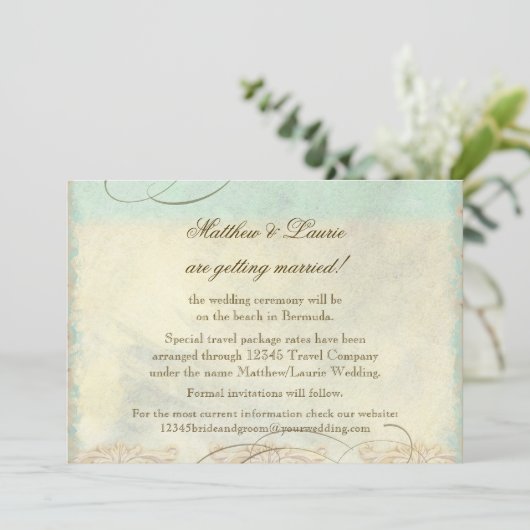 Bermuda Zee Turtle Modern Coastal Ocean Beach Save The Date (Staand voorkant)