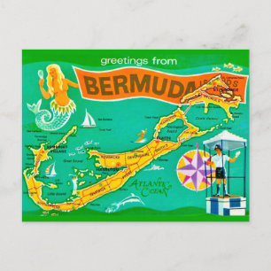 Bermuda Zeemeermin Vintage Ansichtkaart Briefkaart